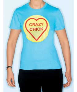 Crazy Chick Light Blue T-Shirt - Small