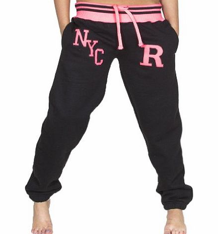 Love My Fashions Womens Ladies Teens Neon NYC Baseball College Varisty Joggers Jogging Tracksuit Bottoms Size 8 12 14 16