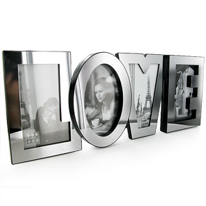 LOVE Word Four Photo Silver Photo Frame