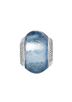 Silver and Ice Blue Murano Glass Charm