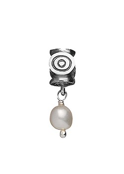 Silver Spiral Pearl Drop Charm
