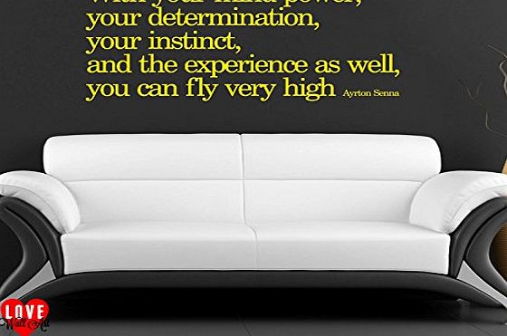 LoveWallArt Ayrton Senna quote With your mind power wall art sticker, Large, Black