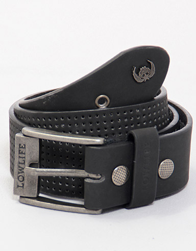 Lowlife Punched Belt - Smooth Black
