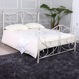 Florence 4FT 6 Double Metal Bedstead - White