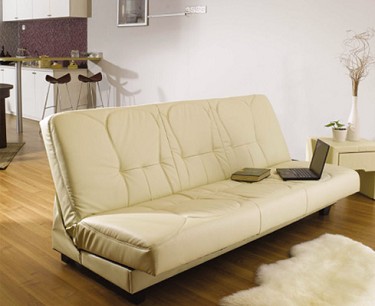 Avanti Cream Faux Leather Sofa Bed
