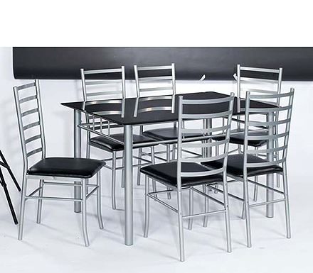 Lincoln Rectangular Dining Set with Black Glass