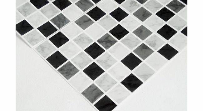 PACK OF 10 BLACK MARBLE effect Mosaic tile transfers STICKERS HIGH QUALITY, peel and stick transform your bathroom or kitchen