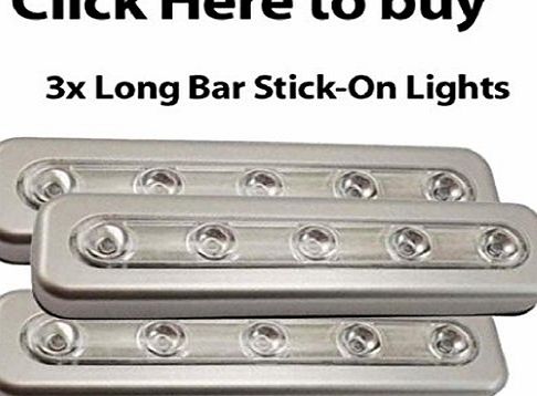 lrsupplies Led Stick on Lights for kitchen cupboards cabinet-drawer cabinets closets under stair-bedroom-car boot-push -garden sheds-metal-wooden-plastic-batteries last- 100hrs - LED Bright Light - Click Push On