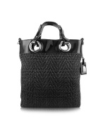 Anna - Woven Straw and Patent Leather Tote Bag