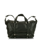 Daniela - Black Washed Leather Satchel Bag