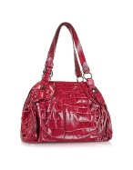 Luana Divya - Raspberry Croco Stamped Leather Satchel