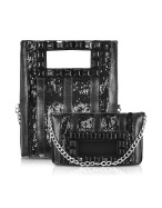 Luana Indira - Black Sequined Velvet Fold Over Clutch