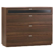 Lucas 4 Drawer Wide Chest, Dark Walnut Effect