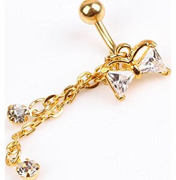 Lucknows Reverse Belly Rings Dangle Clear Navel Bar Gold Body Jewelry Piercing
