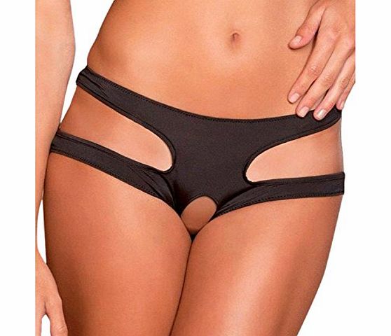 luckyemporia Black Ladies Crotchless Knickers Underwear Panties Thongs Briefs Women Lingerie All Sizes (12 - 14)