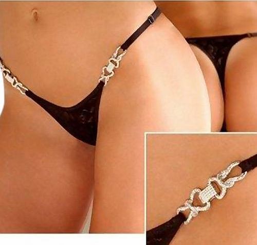 Luxury Sexy Black Knickers Panties G string Thongs Underwear Lingerie Ladies Women One size 8 to 14