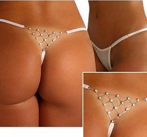 White Rhinestone Diamante Sexy Ladies Thong G string Knickers Panties Underwear One Size 8 to 14