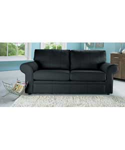 Lucy Large Leather Sofa - Black