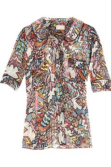 Multi-print silk blouse