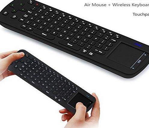LUJII 2.4GHz Full QWERTY Wireless Keyboard with Fly Mouse Touchpad- Handheld Mini Touchpad Keyboard for Smart Android TV Box Tabllet with USB Port PC - iDeal for Conference Presentation and Lecturing