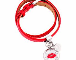 Irresistible red leather wrap watch