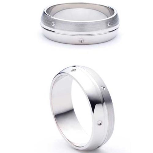 6mm Heavy D Shape Lumiere Wedding Band Ring In 18 Ct White Gold