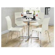 dining table, clear & 4 Garda chairs, white