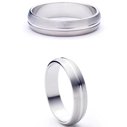 4mm Heavy D Shape Luna Wedding Band Ring In 9 Ct White Gold