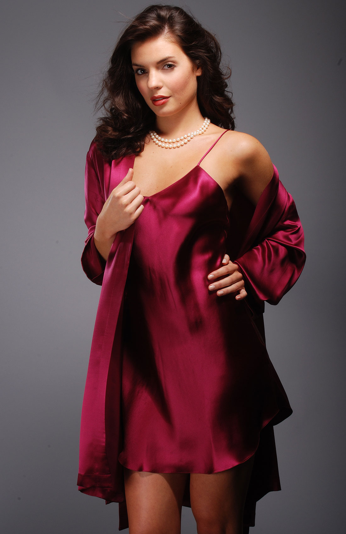 Purple Silk Short Dressing Gown by Lunadiseta, Exclusive to BeCheeky