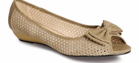 LUNAR Taupe Low Wedge Court Shoe