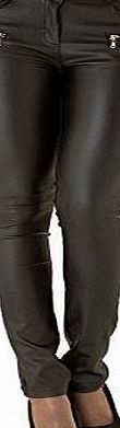 LustyChic Black Leather Look Double Zip Trousers 10