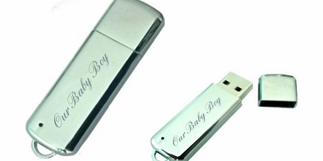 Our Baby Boy Engraved 8GB USB Chrome Memory Stick with gift pouch