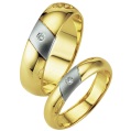 9-carat 2-colour gold diagonal band wedding ring