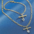 9-carat gold figaro T-bar bracelet and chain