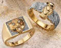 9 carat gold tiger head diamond-set ring