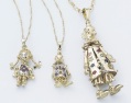 diamond and amethyst-set ragdoll pendant