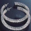 silver cubic zirconia large hoop earrings
