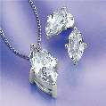 silver large marquise pendant and earring set