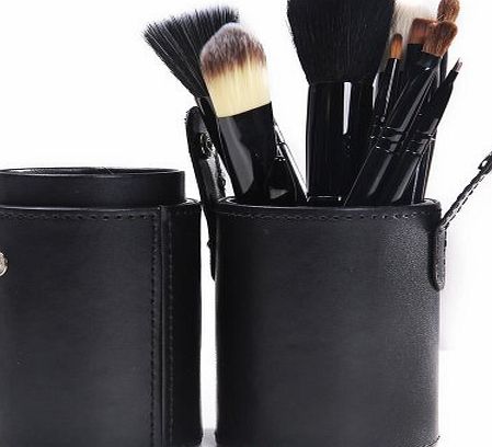 Lychee Women 12pcs Soft Professional Makeup Brushes Cosmetic Make Up Brush Set Kit Foundation with Cup Holder Case (12Pcs Black)