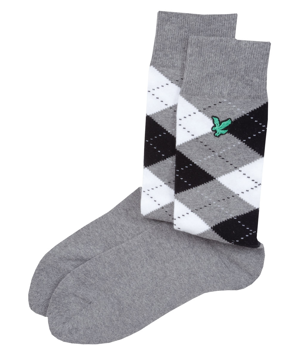 Lyle and Scott Argyle Golf Socks Grey/Black/White