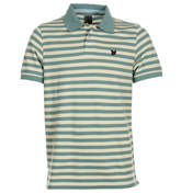 Lyle and Scott Blue and Beige Stripe Polo Shirt
