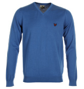 Lyle and Scott Imperial Blue V-Neck Sweater