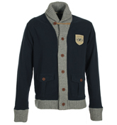 Lyle and Scott Navy and Light Grey Shawl Collar