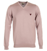 Lyle and Scott Pink Taupe V-Neck Sweater