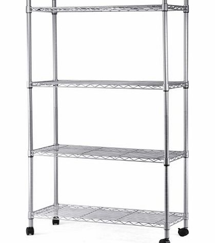 4-Tier Carbon Steel Chromeplate Shelf Storage Wire Metal Rack Shelving Suitable For Kitchen Home and Office