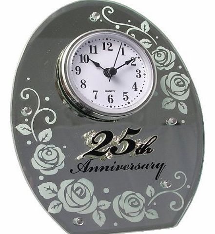 25th Silver Wedding Anniversary Clock (with battery already fitted)