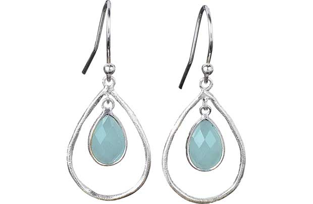 Sterling Silver Aqua Drop Earrings