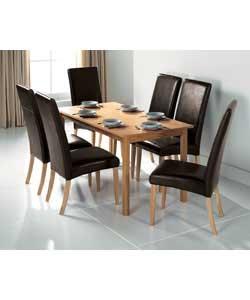 Lyon 120cm Table and 4 Brown Chairs