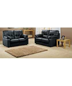 lyon Regular Leather Sofa with Regular Leather Sofa - Black