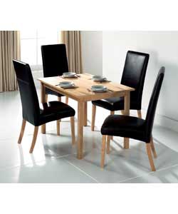 Lyon Table 120cm and 4 Black Chairs